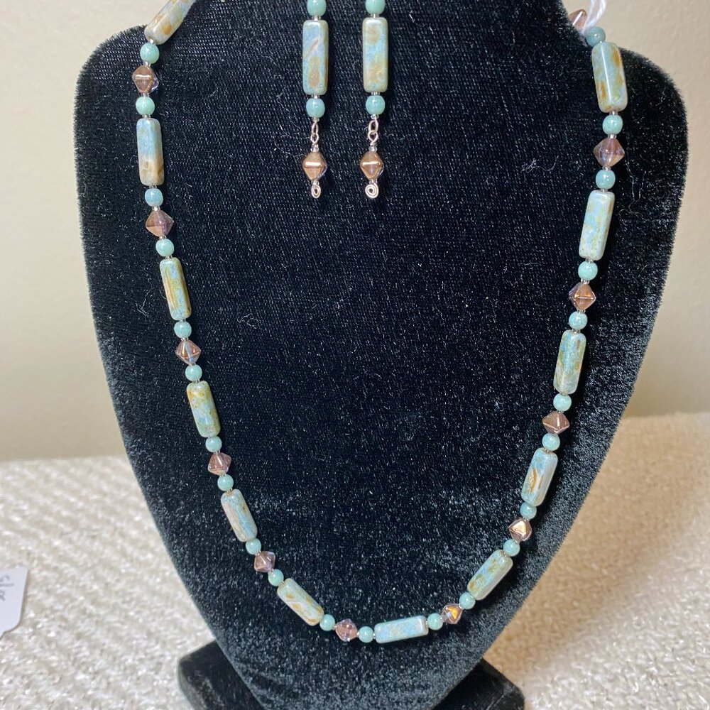 Jasper Beaded Necklace, Bracelet & Earring set